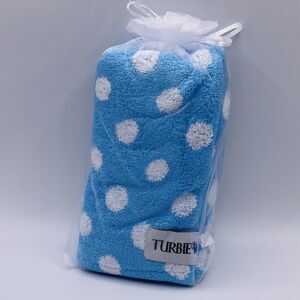 The Original Turbie Twist Super Absorbent Cotton Hair Towel Polkadots Blue Sky